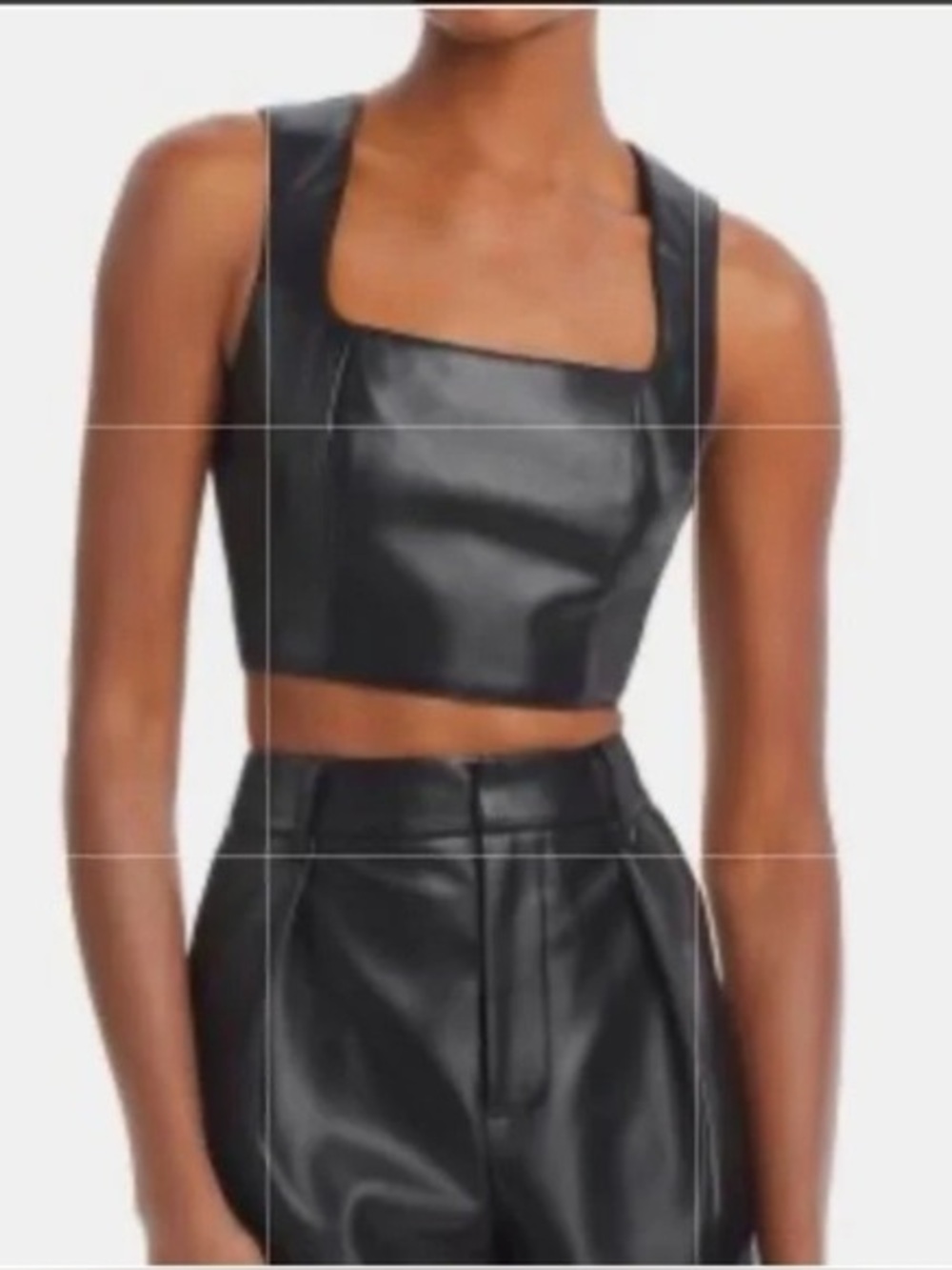 7 For All Mankind Black Faux Leather Crop Top